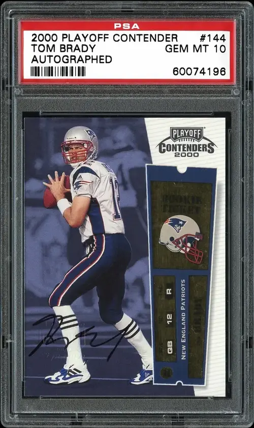 Tom Brady 2000 Playoff Contenders autographed rookie ticket, PSA GEM MT 10